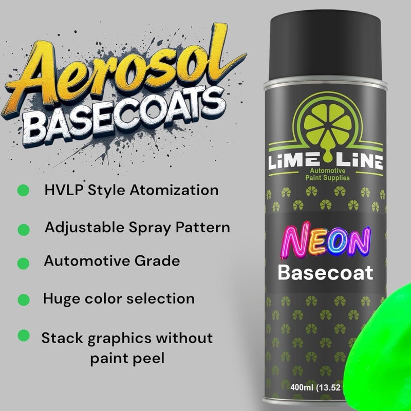 LiME LiNE Premium Automotive Basecoat Aerosol Spray Paint - Fast Drying- Custom Paint, Must Be Clearcoated! (Neon Green) - Image 5